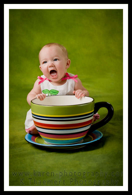 Photo of baby girl at 6 months, St Charles Baby Photography